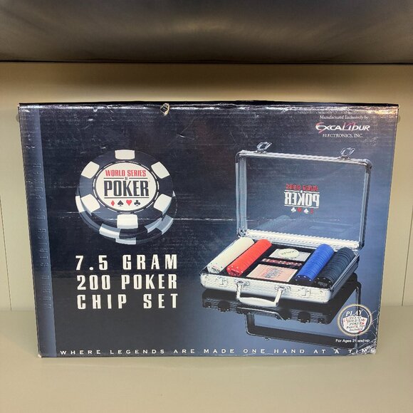 World Series Of Poker Excalibur Professional 200 7.5 gram Poker Chip Set NEW NIB - Picture 1 of 4